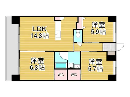 ウイングス八幡駅前(3LDK/10階)の間取り写真