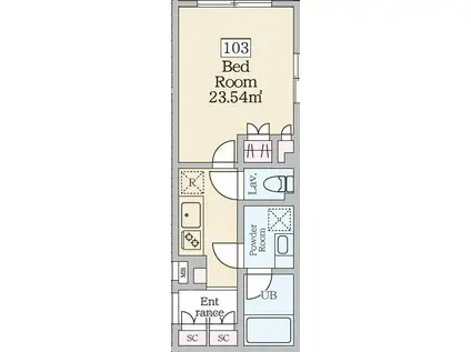 レーヴレジデンス初台(1K/1階)の間取り写真