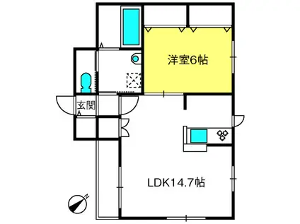 カーサ・コローナ(1LDK/2階)の間取り写真