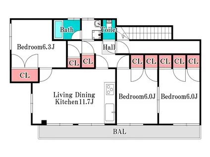 コーポ小宮山(3LDK/3階)の間取り写真