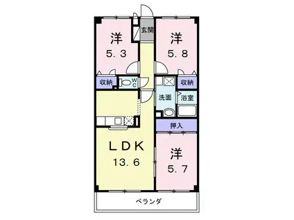 ヴィラアネックス(3LDK/1階)の間取り写真