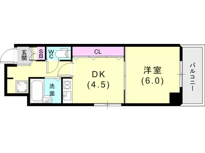 スタッツァ神戸(1DK/8階)の間取り写真