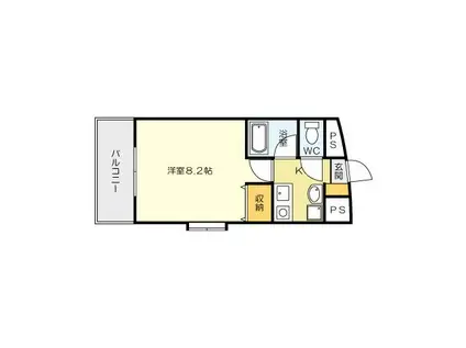 藤本ビルNO.21中津口(1K/6階)の間取り写真