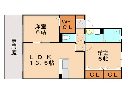 ラフィーネ水巻(2LDK/2階)の間取り写真