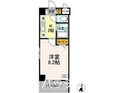 キャッスルII(1K/1階)の間取り写真