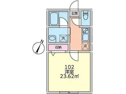 セレーノ前原(1K/1階)の間取り写真