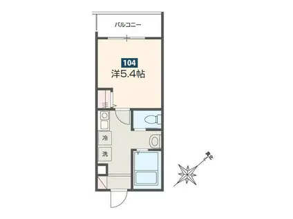 MELDIA新百合ヶ丘(1K/1階)の間取り写真