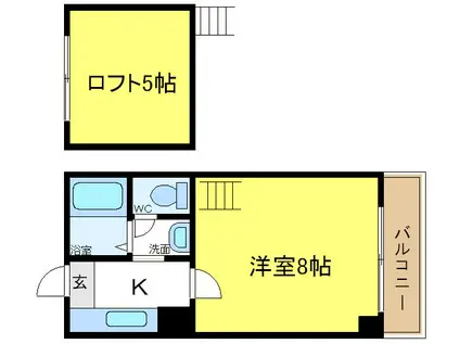 カーサ東住吉1(1K/1階)の間取り写真