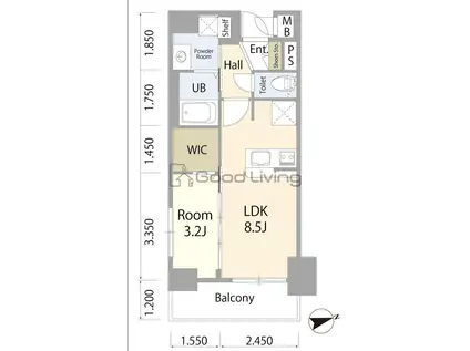 COCO TERRASSE 東公園(1LDK/2階)の間取り写真