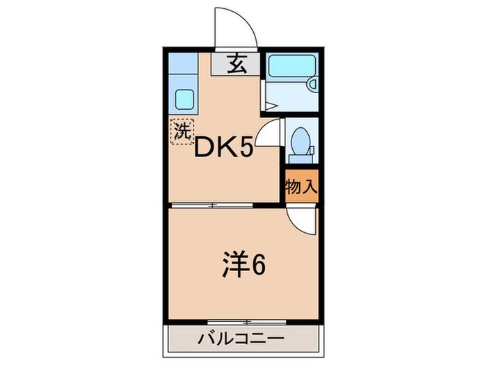タウンハウスツクモ(1DK/2階)の間取り写真
