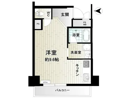 天満橋カイハイツ(ワンルーム/9階)の間取り写真