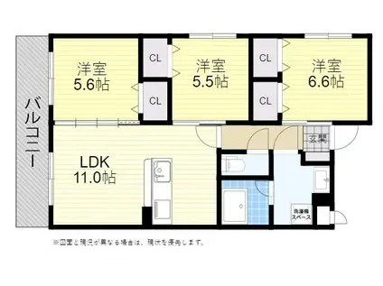 エルノアール小池原(3LDK/2階)の間取り写真