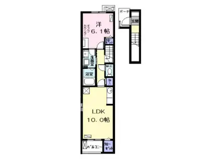 JR東海交通事業城北線 尾張星の宮駅 徒歩9分 2階建 築6年(1LDK/2階)の間取り写真