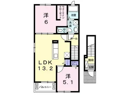 グランディール28 B(2LDK/2階)の間取り写真