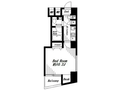 ビバリーホームズ麻布十番(1K/7階)の間取り写真