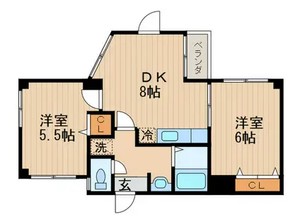 ルミエラ2(2DK/2階)の間取り写真