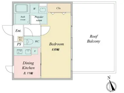LIVEFLAT国分寺(1DK/5階)の間取り写真