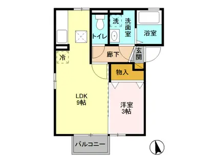 D-ROOM アロンディール II 102(1LDK/1階)の間取り写真