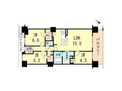 シエリアシティ明石大久保A棟(3LDK/1階)の間取り写真