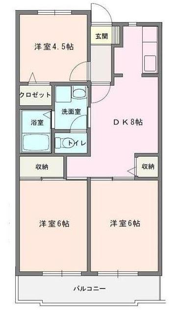 ニフティ34(3DK/1階)の間取り写真