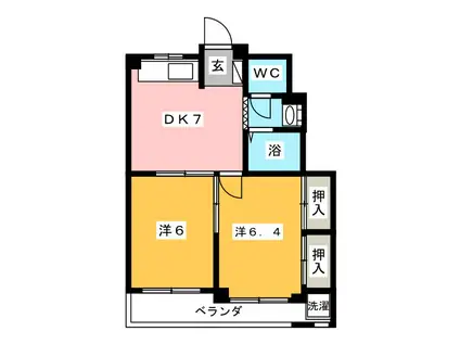 第3ルナマンション(2DK/4階)の間取り写真