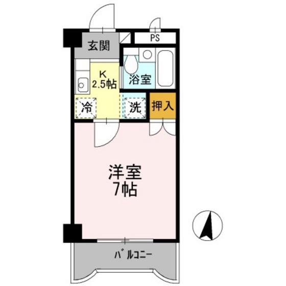 カナンハイツ大元(1K/5階)の間取り写真