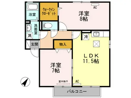 ロイヤルパレス引野A棟(2LDK/1階)の間取り写真