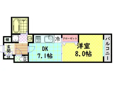 プレアデス本田(1DK/2階)の間取り写真