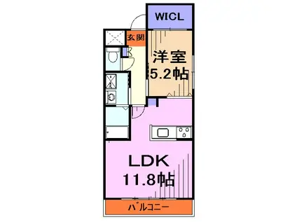 ラフォルテ南鳩ヶ谷(1LDK/1階)の間取り写真