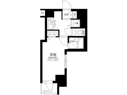 プレールドゥーク銀座イースト(1K/6階)の間取り写真