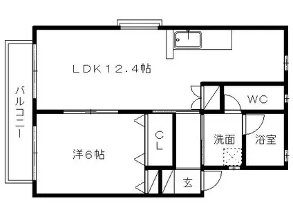 カルマーレI(1LDK/2階)の間取り写真