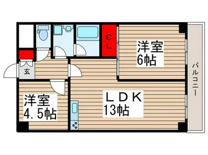 スライヴ21(2LDK/6階)の間取り写真