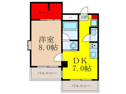 山仁シロヤマベルクII(1DK/3階)の間取り写真