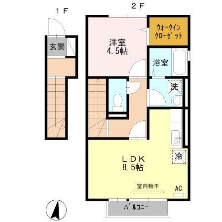 レーブボナール(1LDK/1階)の間取り写真
