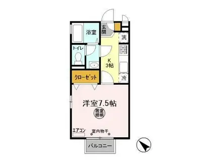 ハイマート日立S(1K/1階)の間取り写真