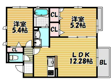 プランドールピア(2LDK/2階)の間取り写真