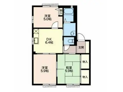 タウニィB・C(3DK/1階)の間取り写真