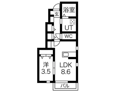 太鷲苑II(1LDK/1階)の間取り写真