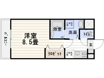 ミルキーウェイⅠ(1K/6階)の間取り写真