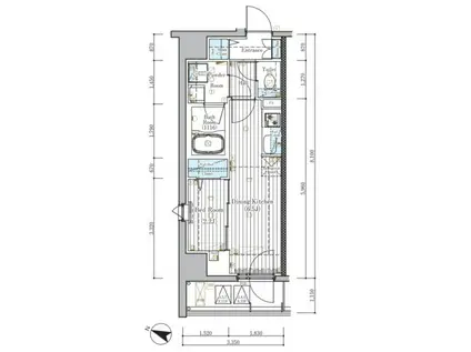 ミライズ横濱サウスレジデンス(1DK/3階)の間取り写真