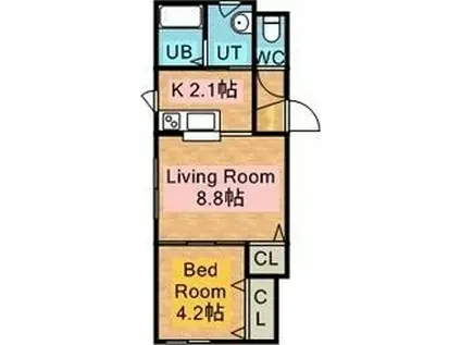 カトルフィーユ(1LDK/4階)の間取り写真