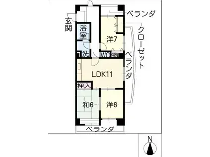ロアジール上ヶ池(3LDK/3階)の間取り写真