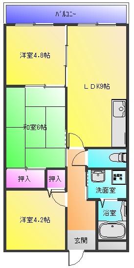 カーサフィオーレ弐番館(3LDK/4階)の間取り写真