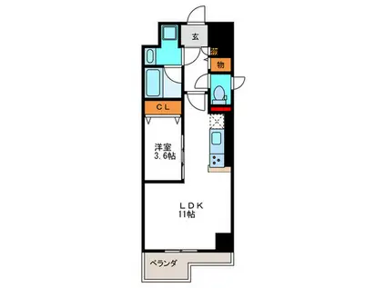 POULOWNIA立花通(1LDK/9階)の間取り写真