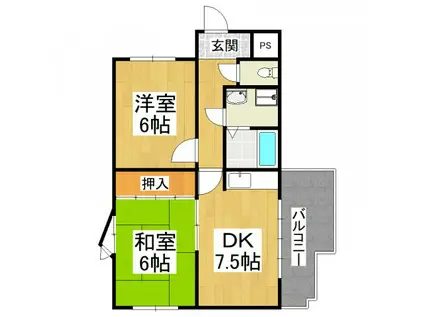 ハイツ水池(2DK/2階)の間取り写真