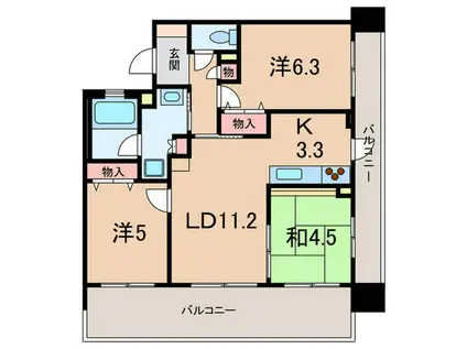 アーバン甲南(3LDK/6階)の間取り写真