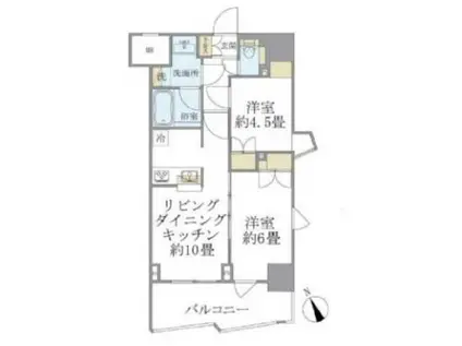 SOLEADO早稲田(2LDK/13階)の間取り写真