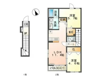 FREEDOM(2LDK/2階)の間取り写真