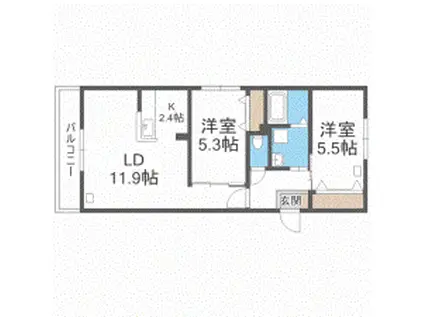 フォレスト栄通(2LDK/4階)の間取り写真