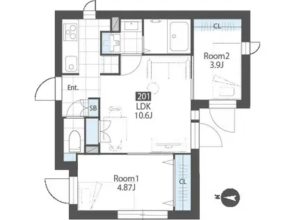 SUCCEED RESIDENCE KAMEIDO(2LDK/2階)の間取り写真